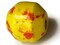 31mm Yellow with Red Spots Banded Round Vintage Macrame Ceramic Porcelain Bead bN2